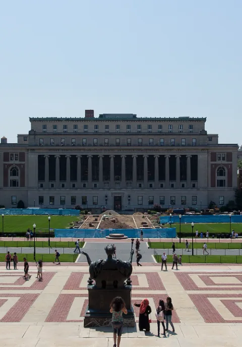 Butler Library at Columbia, seen across the lawn.