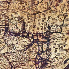 Detail of the Hereford Mappa Mundi, a medieval map of the world