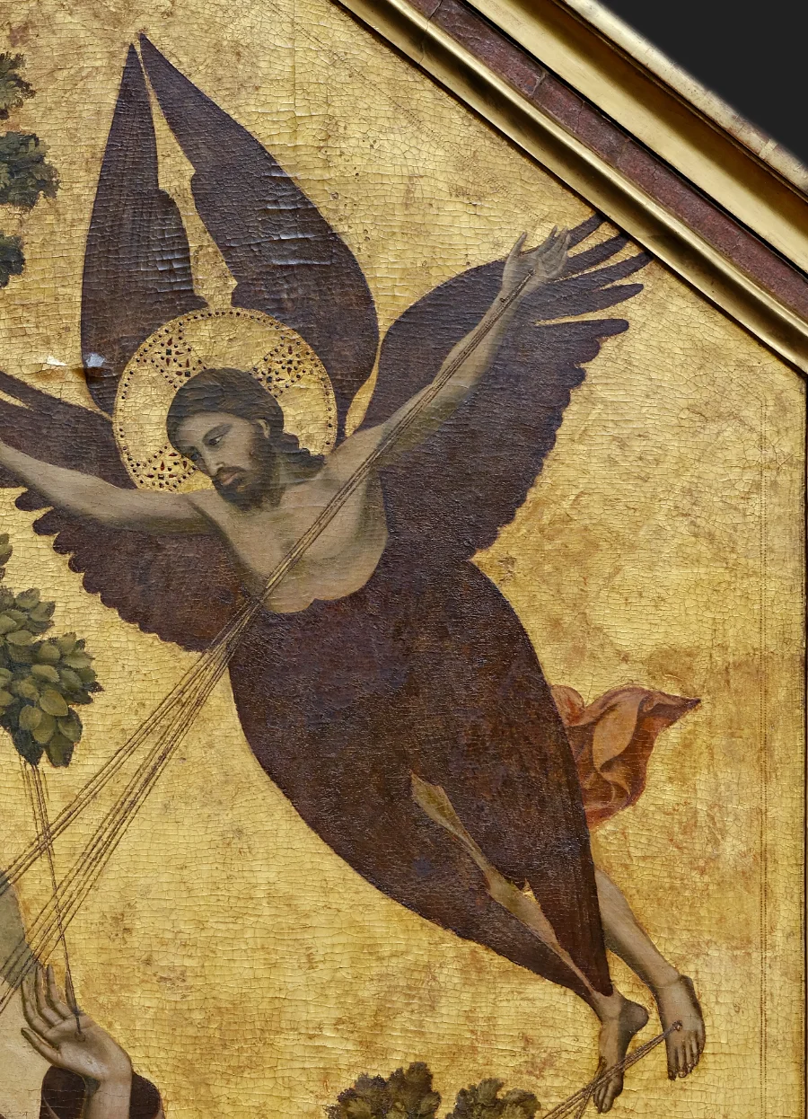 A six-winged seraph on a gold ground, painted by Giotto around 1297.